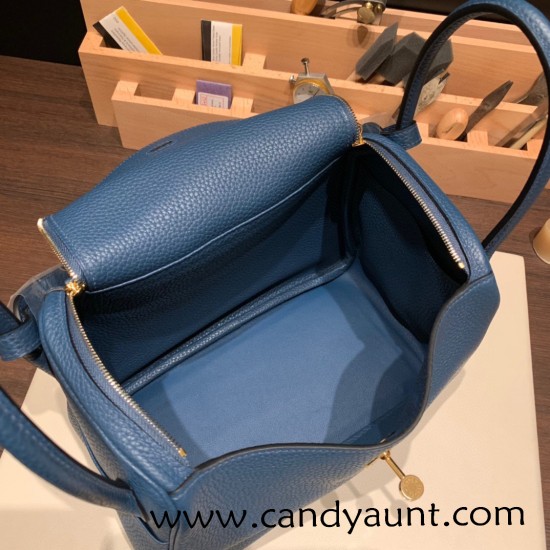 Hermes Lindy 26cm Clemence S4/ Deep Blue lindy26-046 Hermes Lindy 26cm Clemence S4/ Deep Blue lindy26-046
