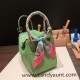 Hermes Lindy 26cm Clemence 3I /Vert Criquet Silver Hardware lindy26-048 Hermes Lindy 26cm Clemence 3I /Vert Criquet Silver Hardware lindy26-048