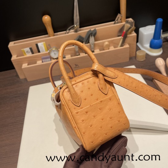 Hermes Mini Lindy Ostrich 37 /Gold Gold Hardware 001 Hermes Mini Lindy Ostrich 37 /Gold Gold Hardware 001