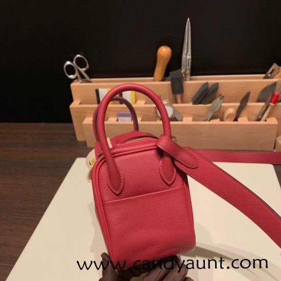 Hermes Mini Lindy Evercolor K1 / Rouge Grenat Gold Hardware 003 Hermes Mini Lindy Evercolor K1 / Rouge Grenat Gold Hardware 003