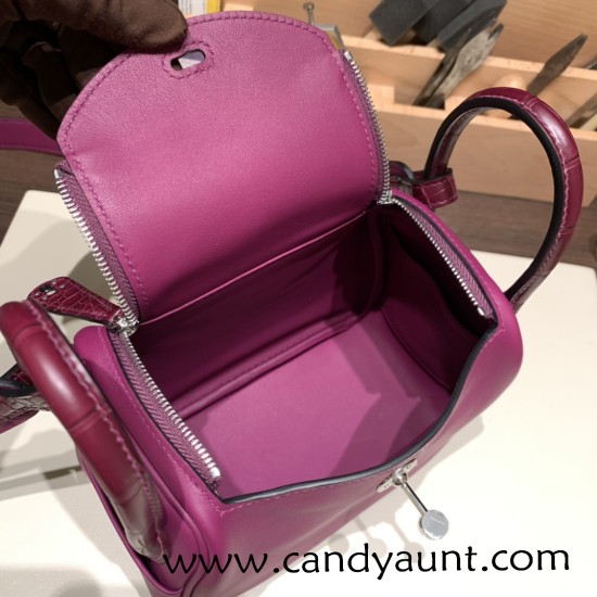 Hermes Mini Lindy touch P9 / Anemone Silver Hardware 005 Hermes Mini Lindy touch P9 / Anemone Silver Hardware 005