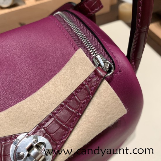Hermes Mini Lindy touch P9 / Anemone Silver Hardware 005 Hermes Mini Lindy touch P9 / Anemone Silver Hardware 005