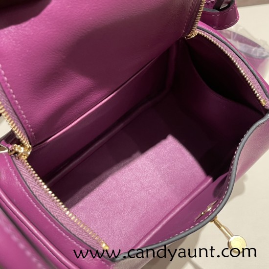 Hermes Mini Lindy swift P9 /Anemone Gold Hardware 008 Hermes Mini Lindy swift P9 /Anemone Gold Hardware 008