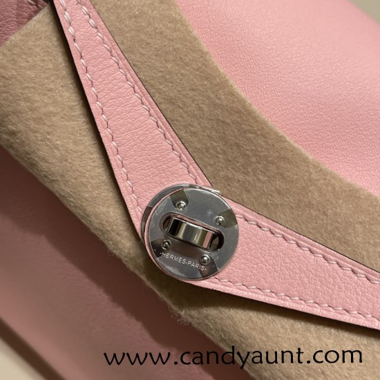 Hermes Mini Lindy swift 3Q /Rose Sakura Silver Hardware 013 Hermes Mini Lindy swift 3Q /Rose Sakura Silver Hardware 013