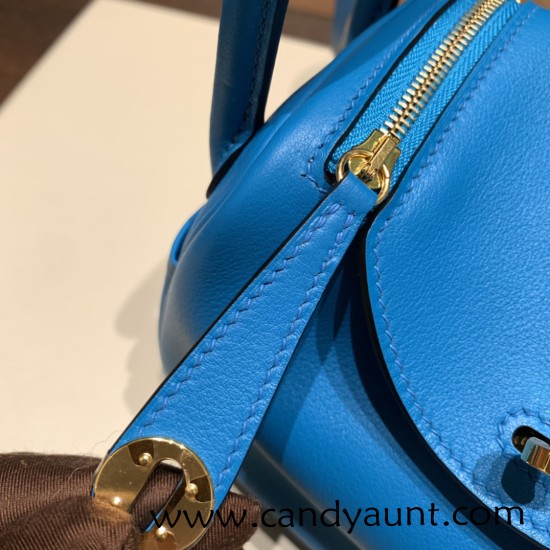 Hermes Mini Lindy swift 0F /Blue Frida Gold Hardware 014 Hermes Mini Lindy swift 0F /Blue Frida Gold Hardware 014