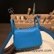 Hermes Mini Lindy 0F/ Blue Frida 0F /Blue Frida Silver Hardware 015 Hermes Mini Lindy 0F/ Blue Frida 0F /Blue Frida Silver Hardware 015