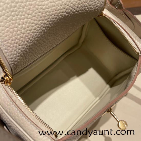 Hermes Mini Lindy CLEMENCE 10 /Craie Gold Hardware 028 Hermes Mini Lindy CLEMENCE 10 /Craie Gold Hardware 028