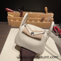 Hermes Mini Lindy Clemence10 /Craie Silver Hardware 035