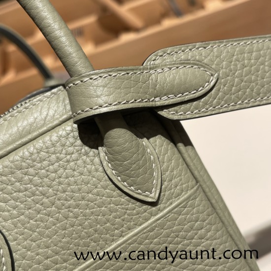 Hermes Mini Lindy Clemence Q1 /Sauge Silver Hardware 042 Hermes Mini Lindy Clemence Q1 /Sauge Silver Hardware 042