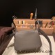 Hermes Mini Lindy Clemence 8F /Etain Gold Hardware 054 Hermes Mini Lindy Clemence 8F /Etain Gold Hardware 054