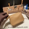 Hermes Mini Lindy Clemence 0L/ Gris Meyer Silver Hardware 061