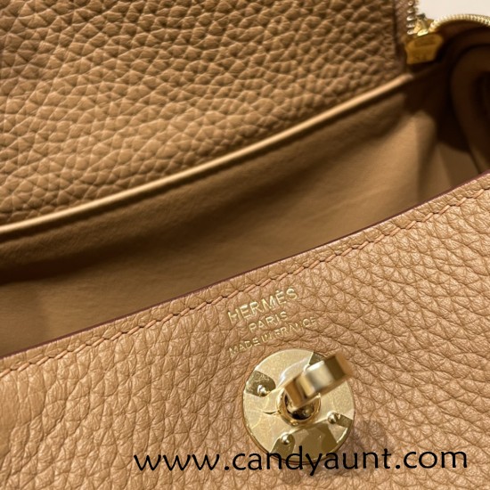 Hermes Mini Lindy Clemence 0L/ Gris Meyer Silver Hardware 061 Hermes Mini Lindy Clemence 0L/ Gris Meyer Silver Hardware 061