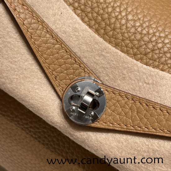 Hermes Mini Lindy Clemence 4B /Biscuit Silver Hardware 062 Hermes Mini Lindy Clemence 4B /Biscuit Silver Hardware 062