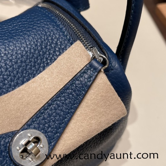 Hermes Mini Lindy Clemence S4 /Deep Blue Silver Hardware 065 Hermes Mini Lindy Clemence S4 /Deep Blue Silver Hardware 065
