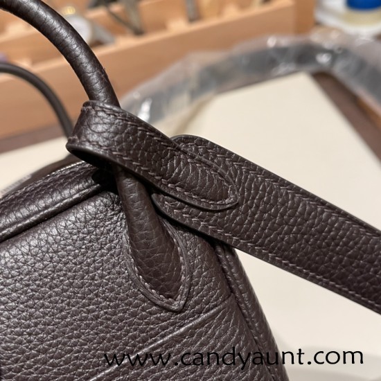 Hermes Mini Lindy Clemence 46 /Ebene Silver Hardware 070 Hermes Mini Lindy Clemence 46 /Ebene Silver Hardware 070