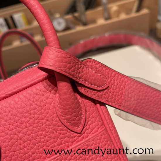 Hermes Mini Lindy Clemence 8W /Rose Azalee Silver Hardware 073 Hermes Mini Lindy Clemence 8W /Rose Azalee Silver Hardware 073