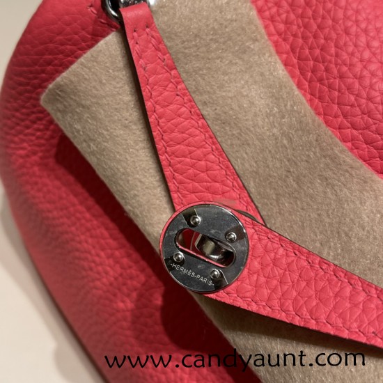 Hermes Mini Lindy Clemence 8W /Rose Azalee Silver Hardware 073 Hermes Mini Lindy Clemence 8W /Rose Azalee Silver Hardware 073