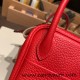 Hermes Mini Lindy Clemence S3/Rouge Cœur Silver Hardware 076 Hermes Mini Lindy Clemence S3/Rouge Cœur Silver Hardware 076