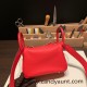 Hermes Mini Lindy Clemence S3/Rouge Cœur Silver Hardware 076 Hermes Mini Lindy Clemence S3/Rouge Cœur Silver Hardware 076
