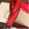 Hermes Mini Lindy Clemence S3/Rouge Cœur Silver Hardware 076
