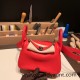 Hermes Mini Lindy Clemence S3/Rouge Cœur Silver Hardware 076 Hermes Mini Lindy Clemence S3/Rouge Cœur Silver Hardware 076