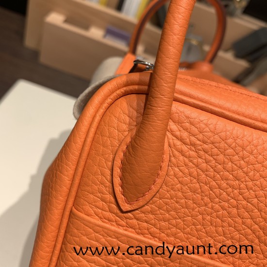 Hermes Mini Lindy Clemence S3/Rouge Cœur Silver Hardware 077 Hermes Mini Lindy Clemence S3/Rouge Cœur Silver Hardware 077