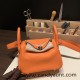 Hermes Mini Lindy Clemence 93 /Orange Silver Hardware 091 Hermes Mini Lindy Clemence 93 /Orange Silver Hardware 091