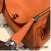 Hermes Mini Lindy Clemence 93 /Orange Silver Hardware 091