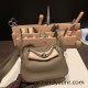 Hermes Mini Lindy Clemence 18/Étoupe Grey Silver Hardware 092 Hermes Mini Lindy Clemence 18/Étoupe Grey Silver Hardware 092