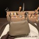 Hermes Mini Lindy Clemence 18/Étoupe Grey Silver Hardware 092 Hermes Mini Lindy Clemence 18/Étoupe Grey Silver Hardware 092
