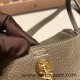 Hermes Mini Lindy Clemence 18/Étoupe Grey Gold Hardware 093 Hermes Mini Lindy Clemence 18/Étoupe Grey Gold Hardware 093