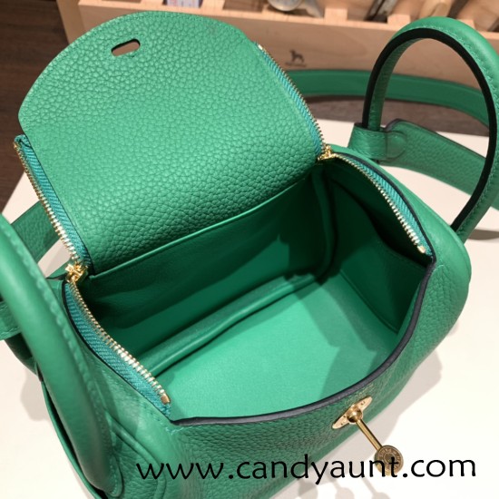 Hermes Mini Lindy Clemence 1K /Bambou Gold Hardware 095 Hermes Mini Lindy Clemence 1K /Bambou Gold Hardware 095