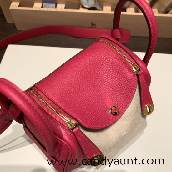 Hermes Mini Lindy Clemence I6 /Rose Extreme Gold Hardware 098 Hermes Mini Lindy Clemence I6 /Rose Extreme Gold Hardware 098