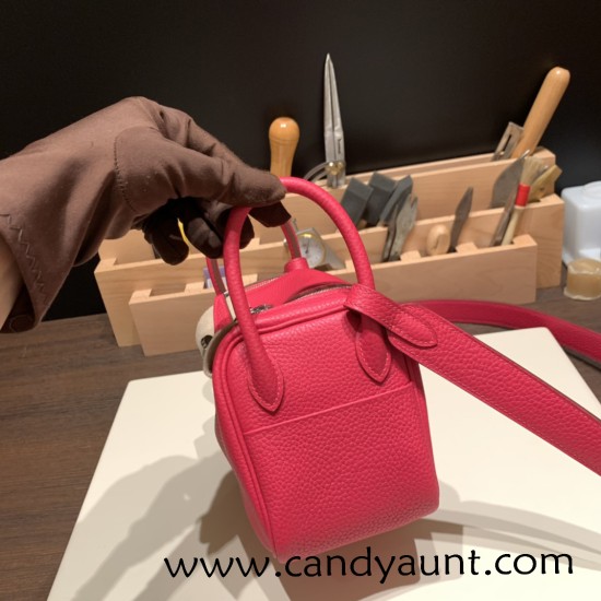 Hermes Mini Lindy Clemence I6 /Rose Extreme Silver Hardware 099 Hermes Mini Lindy Clemence I6 /Rose Extreme Silver Hardware 099