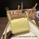 Hermes Mini Lindy Clemence 1Z /Jaune Poussin Silver Hardware 101 Hermes Mini Lindy Clemence 1Z /Jaune Poussin Silver Hardware 101