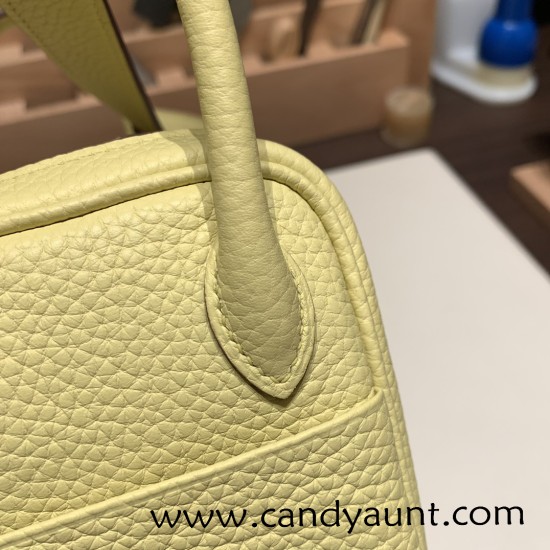 Hermes Mini Lindy Clemence 1Z /Jaune Poussin Silver Hardware 101 Hermes Mini Lindy Clemence 1Z /Jaune Poussin Silver Hardware 101