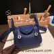 Hermes Mini Lindy Clemence 73 /Blue Saphir Silver Hardware 102 Hermes Mini Lindy Clemence 73 /Blue Saphir Silver Hardware 102