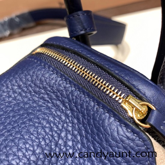 Hermes Mini Lindy Clemence 73 /Blue Saphir Gold Hardware 103 Hermes Mini Lindy Clemence 73 /Blue Saphir Gold Hardware 103