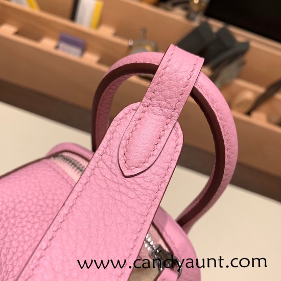Hermes Mini Lindy Clemence X9 /Mauve Sylvestre Silver Hardware 104 Hermes Mini Lindy Clemence X9 /Mauve Sylvestre Silver Hardware 104
