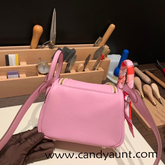 Hermes Mini Lindy Clemence X9/ Mauve Sylvestre Gold Hardware 105 Hermes Mini Lindy Clemence X9/ Mauve Sylvestre Gold Hardware 105