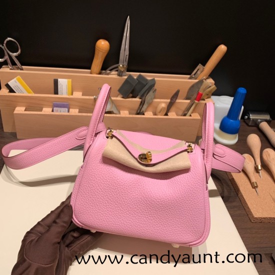 Hermes Mini Lindy Clemence X9/ Mauve Sylvestre Gold Hardware 105 Hermes Mini Lindy Clemence X9/ Mauve Sylvestre Gold Hardware 105