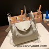 Hermes Mini Lindy Clemence 80 / Pearl Grey Silver Hardware 109