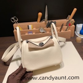 【Hermès Lindy Mini】I2/Nata   Silver Hardware Full Handmade  
