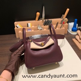   Hermès Lindy Mini × Rouge SellierFull Handmade