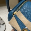 【Mini Lindy】7W Blue Izmir ×  Gold Hardware Full Handmade