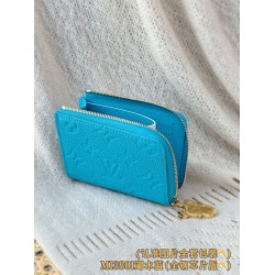 【M13801】レイクブルー A 級全鋼版 パーソナライズド Noa スモールウォレット｜Monogram 牛革｜L 字型ジップ 11×8.5×1.5cm