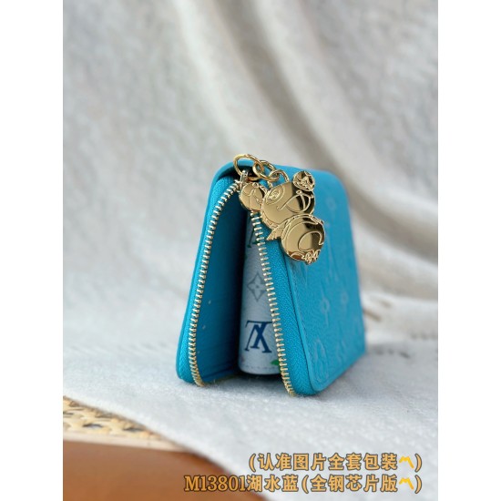【M13801】レイクブルー A 級全鋼版 パーソナライズド Noa スモールウォレット|Monogram 牛革|L 字型ジップ 11×8.5×1.5cm 【M13801】レイクブルー A 級全鋼版 パーソナライズド Noa スモールウォレット|Monogram 牛革|L 字型ジップ 11×8.5×1.5cm