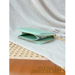 【M13801】アイスグリーン パーソナライズドカスタム Noa スモールウォレット｜Monogram 牛革｜L 字型ジップ 11×8.5×1.5cm