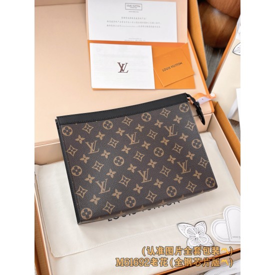 【M61692】Monogram Eclipse モノトーングレー A 級全鋼 パーソナライズド Pochette Voyage ミドルハンドバッグ|大容量収納|ビジネス向け 27×21×6cm 【M61692】Monogram Eclipse モノトーングレー A 級全鋼 パーソナライズド Pochette Voyage ミドルハンドバッグ|大容量収納|ビジネス向け 27×21×6cm