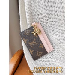 【M82739】ピンク A 級全鋼 パーソナライズドカスタム LV Charms 名刺入れ｜Monogram キャンバス＆牛革｜ゴールドメタルチャーム 10.2×7.3×0.3cm